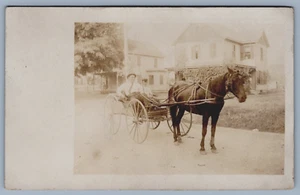 RPPC 1905 Man and Boy Horse And Buggy Vintage Postcard - Picture 1 of 2
