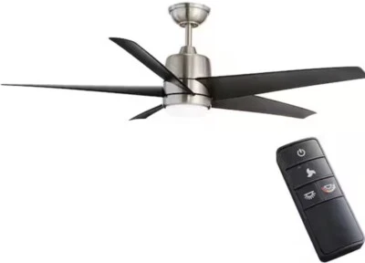 Hampton Bay Mena 54" LED Indoor/Outdoor Brushed Nickel Ceiling Fan - Image 1 of 3