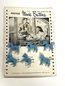 MCM VTG 1948 Prevue Movie Buttons FULL card of 6 horses - Picture 1 of 7
