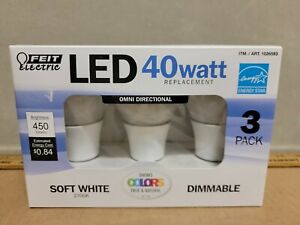 Feit Electric LED 40 Watt 450 Lumens Dimmable Omni Directional Bulbs 3 Pk New