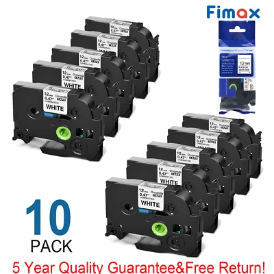 10PK For Brother P-Touch TZe-231 TZ-231 12mm White Standard Laminated Label Tape - Image 1 of 4