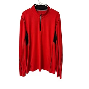 ID Ideology Colorblock Performance Shirt Size L Red Black Long Sleeve Athleisure - Picture 1 of 16