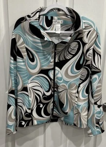 Drapers And Damons Women's L Multicolor Full Zip Cotton Jacket Geometric Print - Picture 1 of 7