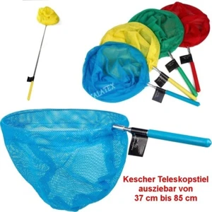 Kinder Kescher Teleskopstiel Fangnetz Teichkescher Strand Poolkescher Angeln - Bild 1 von 11
