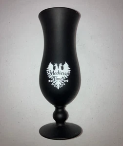 Medieval Times Tournament Dinner Black Frosted Souvenir Hurricane Goblet 16oz - Picture 1 of 12