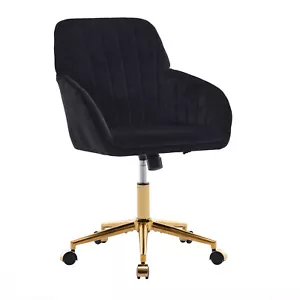 Poltrona girevole scrivania computer casa ufficio velluto inclinazione base oro rullo 360 - Foto 1 di 18