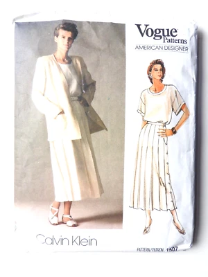 Vogue 1507 sewing pattern Jacket Top Skirt sz 10 American Designer Calvin Klein - Image 1 of 3