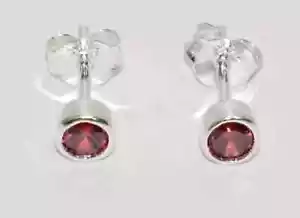 Lab Created Red Garnet 2Ct Round Cut Women's Stud Earring 14K White Gold Plated - Picture 1 of 4