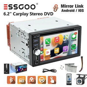 6.2" Double DIN Car Stereo Radio Wireless Carplay Android Auto Head Unit + 12CAM - Picture 1 of 15