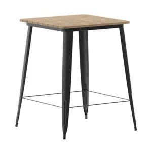 31.5" Square All Weather Bar Height Table with Poly Resin Top & Black Steel Base - Picture 1 of 10
