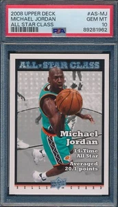 MICHAEL JORDAN 2008 UPPER DECK ALL STAR CLASS PSA 10 GEM CARD #AS-MJ!  POP 13! - Picture 1 of 2