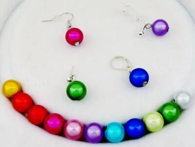 Ohrringe 1 Paar Miracle Glanz Perlen 12 mm Auswahl Hänger Stecker 11 Farben 151. - Bild 1 von 4