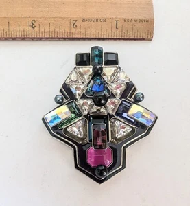 OBO! Vintage Authentic Big Colorful Swarovski Buzz Multi-Color Crystals Pendant! - Picture 1 of 6