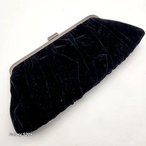 Black Velvet Clutch Purse Chain Strap Cr Card Slots Pink Lining 12"x5" Mary Kay - Picture 1 of 5