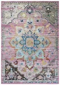 3x5 Rizzy Rugs Blue Medallion Petals Bulbs Door Mat PRI109 - Aprx 3' 11" x 5' 6" - Picture 1 of 2