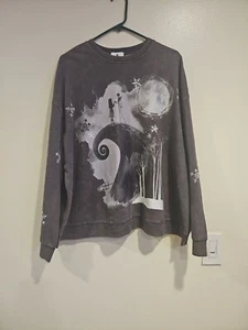 Disney The Nightmare Before Christmas Sweatshirt Gray Jack & Sally Size XL New - Picture 1 of 15