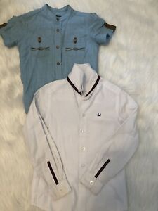 Boys Benetton Button-down Shirt (Size 8)white & LCW %100 Cotton Blue Shirt
