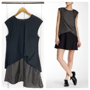 NEW Thakoon Drape Wool And Floral Print Silk Dress- Charcoal size 4 #D0072 - Picture 1 of 7