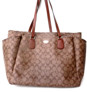 COACH Peyton Brown Logo Coated Travel Tote Baby Diaper Bag excellent cond. - Picture 1 of 4