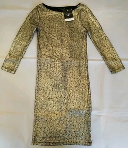 Topshop Gold Foil Metallic Snake Skin Print Mini Bodycon Dress BNWT UK 6 - Picture 1 of 3