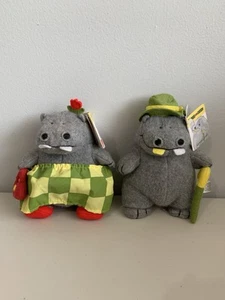 George And Martha Crocodile Creek Hippo Beanbag Felt Plush 1999 7” - Picture 1 of 8