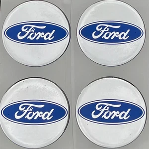 Ford Chrome Adhesive Sticker Wheel Emblem Gel Centre Cap Size 70mm - Picture 1 of 1