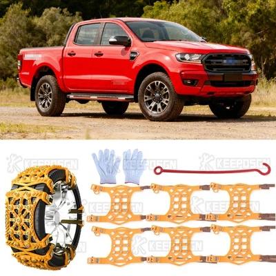 Cadenas antideslizantes de emergencia para nieve neumático rueda coche camión 6 piezas Ford Ranger Foto 1 de 4