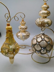 Silverado Weihnachten Glas Ornamente Champagner Gold Silber Glitzer Perlen  - Bild 1 von 12