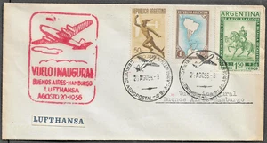 (22) ARGENTINA - 1956 LUFTHANSA FIRST FLIGHT BUENOS AIRES - HAMBURG - Picture 1 of 1