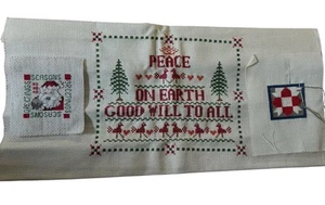 Christmas Holiday Cross Stitch Unframed Mostly Completed Santa Peace On Earth - Picture 1 of 8