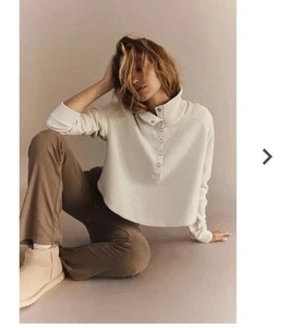 New Free People movement sweatshirt Small White crop oversized athleisure - Picture 1 of 7