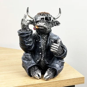 Highland Kuh Neuheit Geschenke schrullig Mittelfinger Ornament Skulptur Tier Figur - Bild 1 von 5