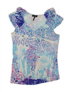 BYBLOS Womens Abstract Pattern Blouse Top UK 14 Large Blue Viscose CF66 - Picture 1 of 3