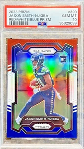 Jaxon Smith-Njigba 2023 Panini Prizm Red White Blue Prizm #390 Rookie RC PSA 10 - Picture 1 of 12