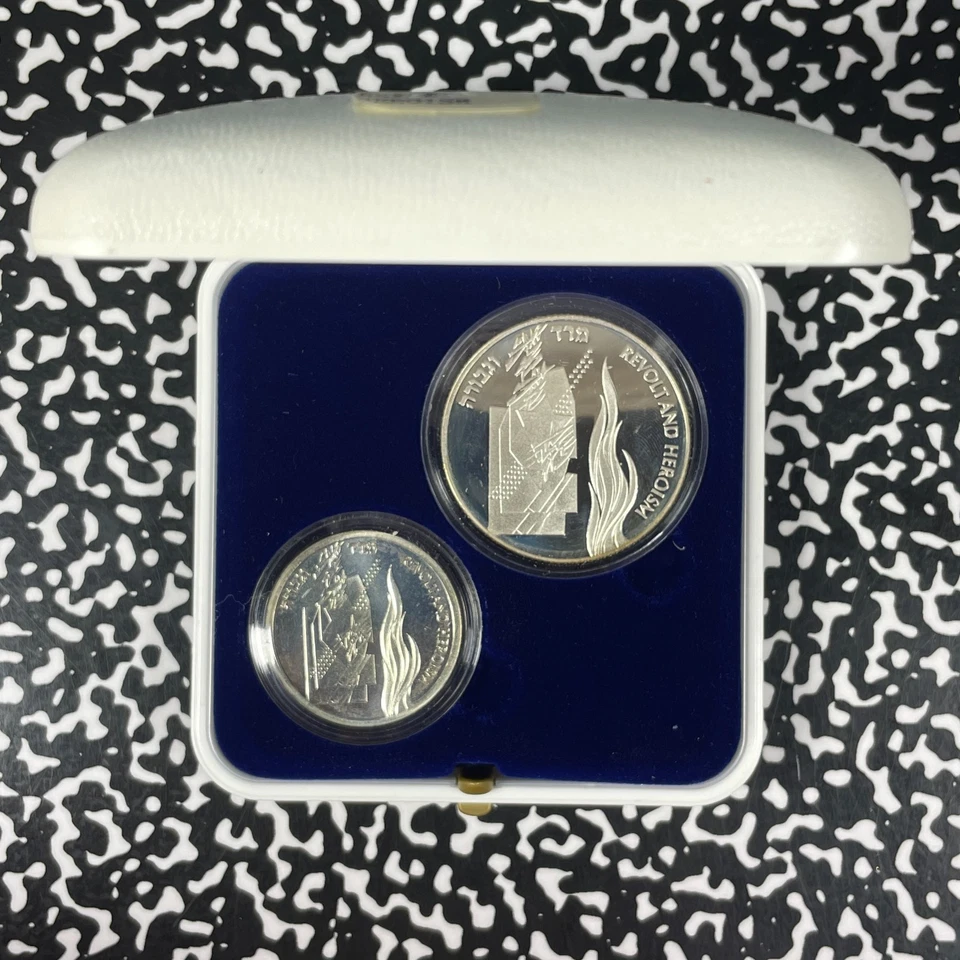 1993 Israel 2x Coin Proof Set Lot#B3043 Silver! With Case & C.O.A. - Image 1 of 4