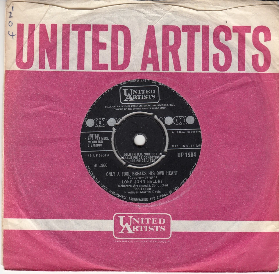 LONG JOHN BALDRY *ONLY A FOOL BREAKS HIS OWN HEART/LET HIM GO..*  1966 UK  POP - Image 1 of 1