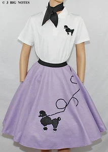 7 PC LAVENDER 50's POODLE SKIRT OUTFIT ADULT Size LARGE Length 25" - Picture 1 of 1