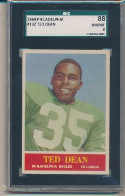 1964 Philadelphia Gum Football Ted Dean (#132) SGC88 (8) SGC - Image 1 of 2
