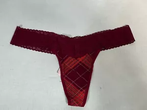 Victoria’s Secret Tanga Höschen Damen Gr. XL burgunderrot kariert - Bild 1 von 9