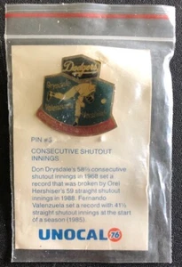 Unocal 76 LA Dodgers Pin #3 Orel Hershiser’s 59 Shutout Innings (1988) - Picture 1 of 1