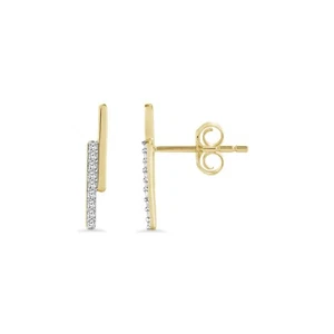 Aretes de diamantes para mujer en oro amarillo de 10 quilates diamante de corte redondo de 0,05 quilates - Imagen 1 de 5