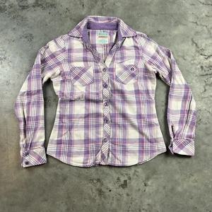 Hang Ten Flannel Girls Medium Purple Plaid Beach Surf Outdoors Preowned - Picture 1 of 14