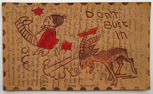 1906 Cartolina in pelle fumetto comico "Non buttarti dentro" divertente - Foto 1 di 2