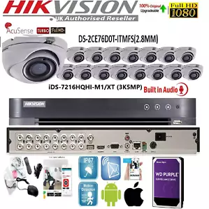 Hikvision 16 Channel DVR 3K/5MP Full HD 1080P Turbo HD AOC DVR 2MP AUDIO Camera - Picture 1 of 14