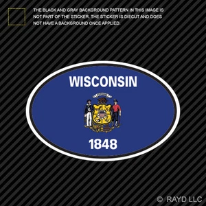 Wisconsin State Flag Oval Sticker Die Cut Decal V4 WI - Foto 1 di 1