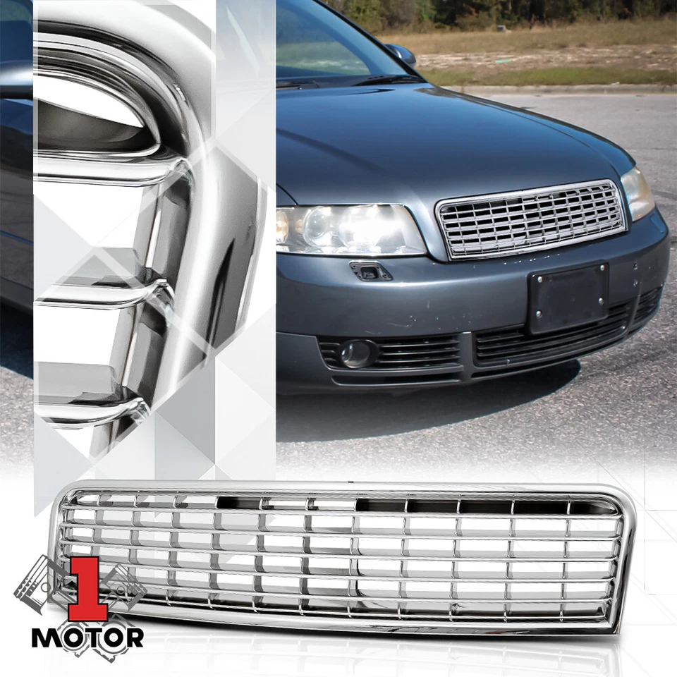 For 2002-2005 Audi A4/S4 B6 {X-MESH} Chrome ABS Front Upper Bumper Grille/Grill - Image 1 of 1