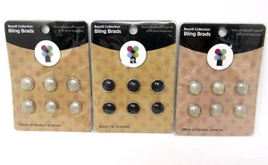 Imaginisce Lote de 3 Paquetes Bling Brads Corbata Negra Cuerda de Perlas Bazzill 18 piezas - Imagen 1 de 3