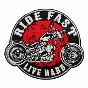 Aufnäher Aufbügler Motorrad Patch Ride fast live hard biker chopper sprüche loud - Bild 1 von 2