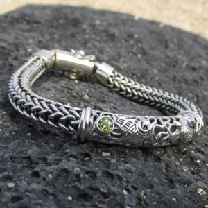 Womens Turtle and Manta Ray Bracelet. Sterling Silver. Peridot. Handmade. - Picture 1 of 10