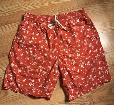 Polo Ralph Lauren Swimwear Trunks Lined Red/White Palm Trees Men’s Large - Image 1 of 4